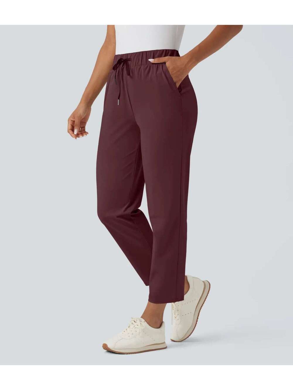 Halara High Waisted Golf Tapered Pants-Golf Tee Pocket Red Mahogany Size Large